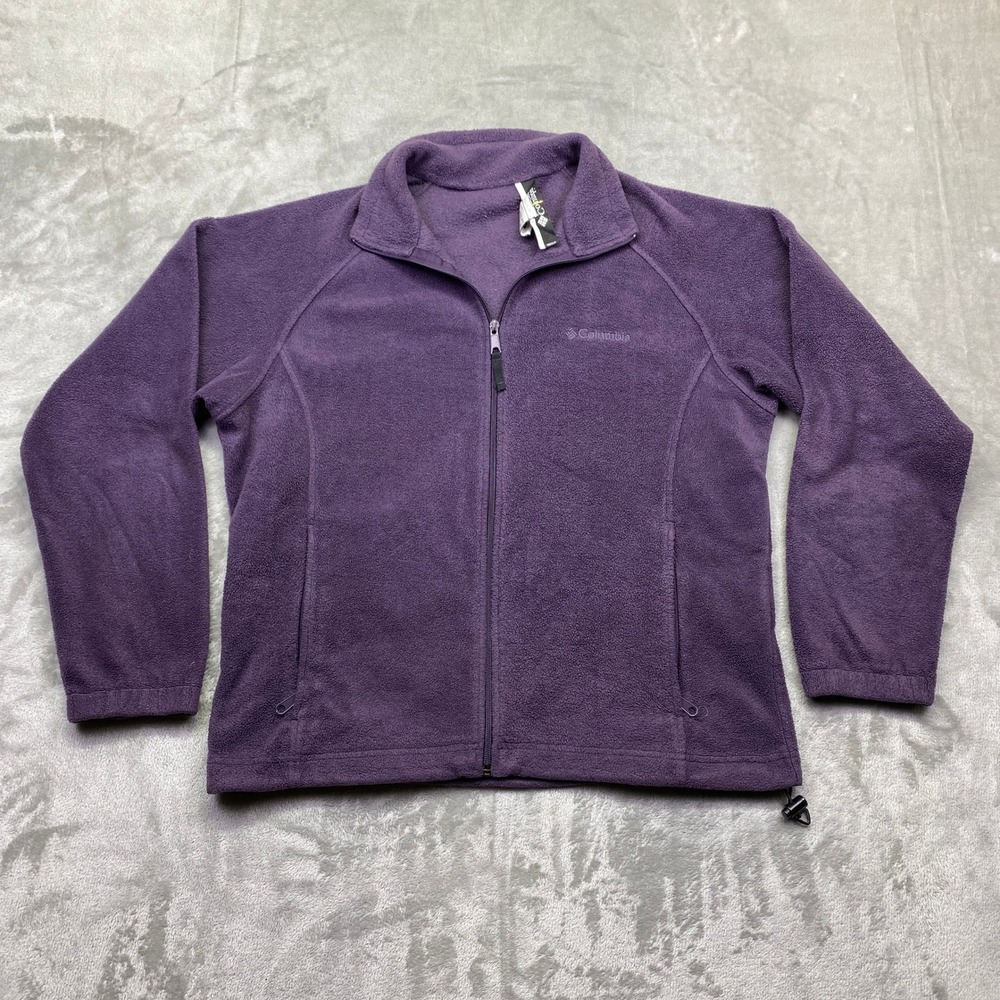Columbia Womens Purple Full Zip Fleece Jacket 209 XL6718 Sz L Mock Neck Pocket
